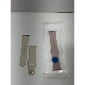 2 Pack Sport Bands for Apple Watch 38mm 40mm Silicone Straps Beige Pink